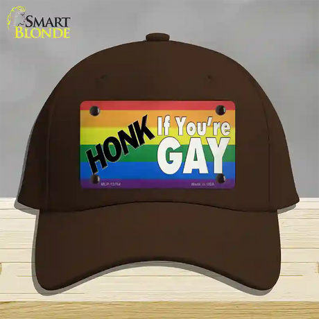 Honk If Youre Gay Novelty License Plate Hat Tag Cotton / Dark Brown