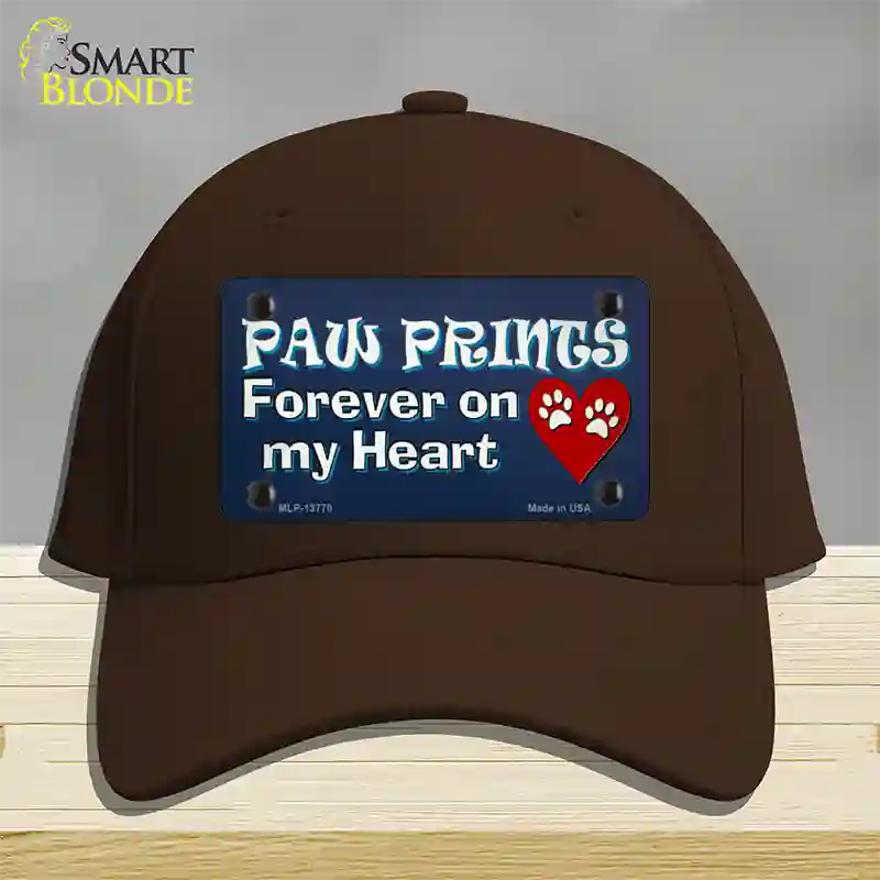 Paw Prints On My Heart Novelty License Plate Hat Tag Cotton / Dark Brown