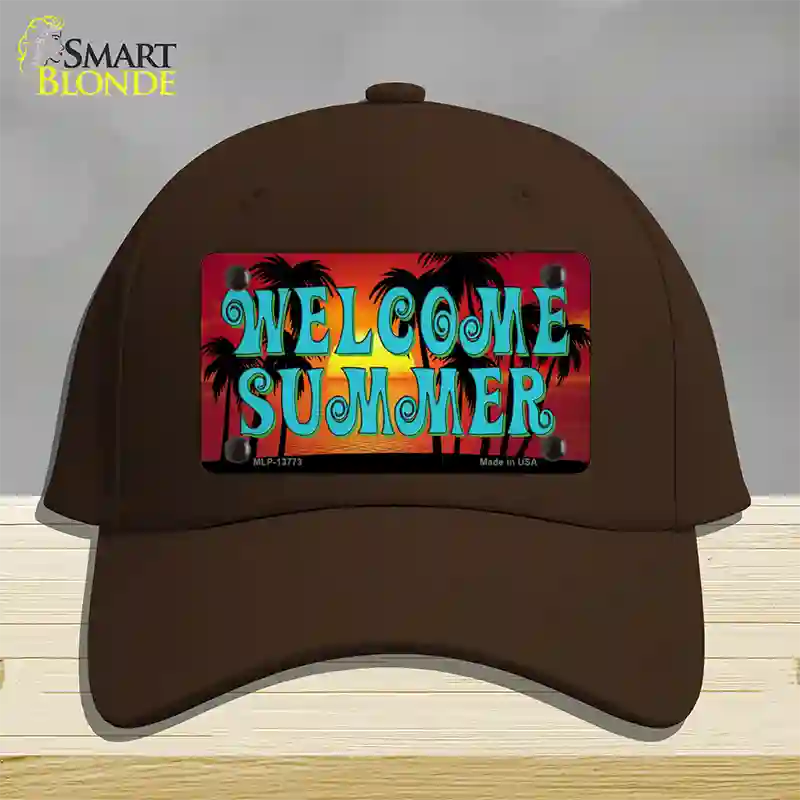 Welcome Summer Novelty License Plate Hat Tag Cotton / Dark Brown