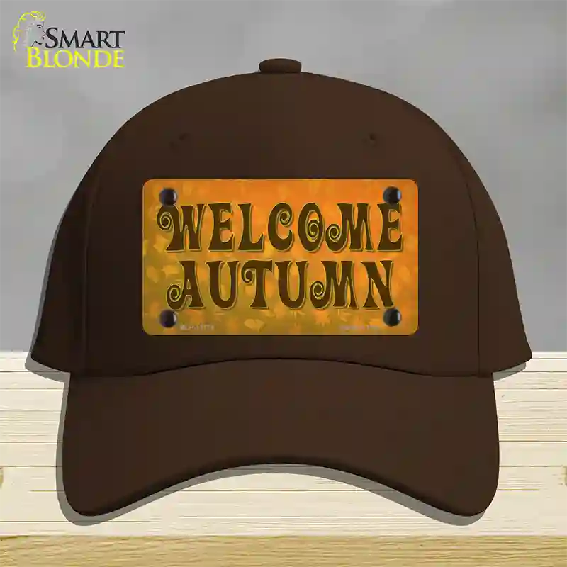 Welcome Autumn Novelty License Plate Hat Tag Cotton / Dark Brown