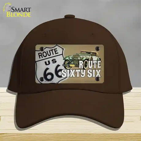 Route Sixty Six Novelty License Plate Hat Tag Cotton / Dark Brown