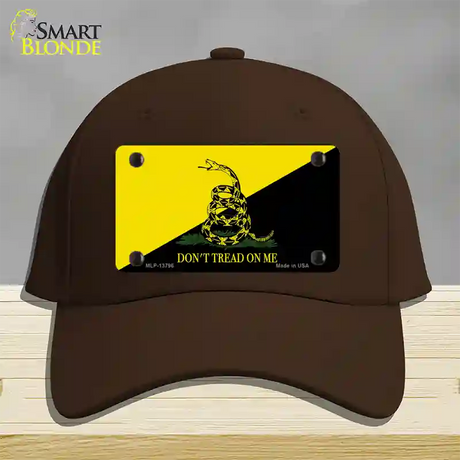 Dont Tread On Me Yellow|Black Novelty License Plate Hat Cotton / Dark Brown