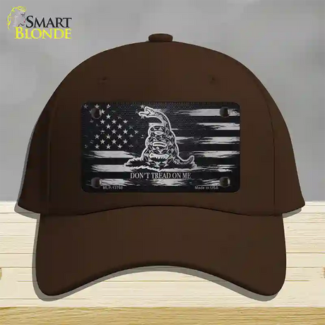 Dont Tread On Me Distressed Flag Novelty License Plate Hat Cotton / Dark Brown