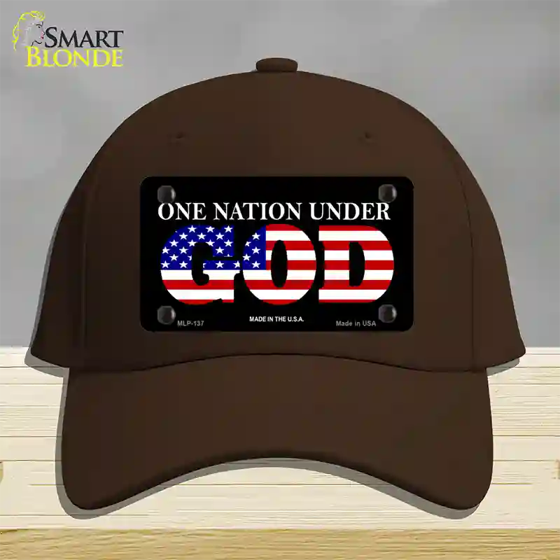 One Nation Under God Novelty License Plate Hat Cotton / Dark Brown