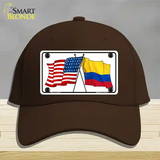 Colombia USA Crossed Flags Novelty License Plate Hat Tag Cotton / Dark Brown