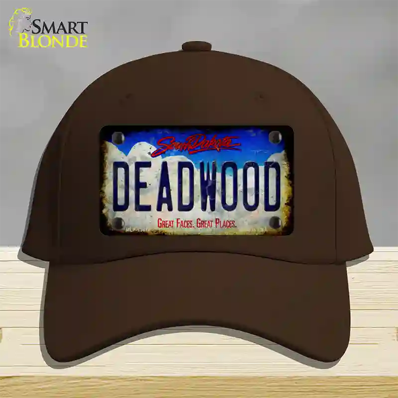 Deadwood South Dakota Rusty Novelty License Plate Hat Tag Cotton / Dark Brown