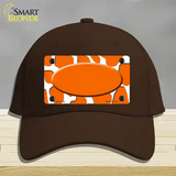 Orange White Giraffe Center Oval Novelty License Plate Hat Cotton / Dark Brown