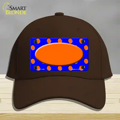 Orange Royal Blue Polka Dot Orange Center Oval Novelty License Plate Hat Cotton / Dark Brown