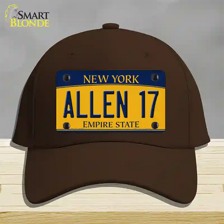 Allen 17 New York Novelty License Plate Hat Tag Cotton / Dark Brown