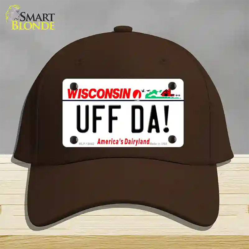 Uff Da Wisconsin Novelty License Plate Hat Tag Cotton / Dark Brown