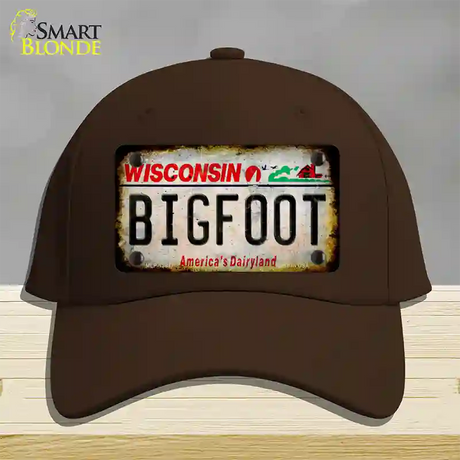 Bigfoot Wisconsin Novelty License Plate Hat Tag Cotton / Dark Brown