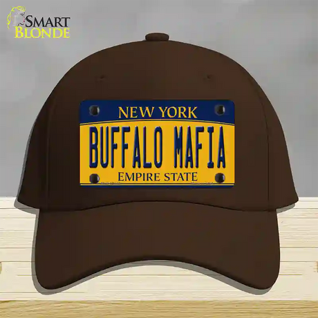 Buffalo Mafia NY Yellow Novelty License Plate Hat Tag Cotton / Dark Brown