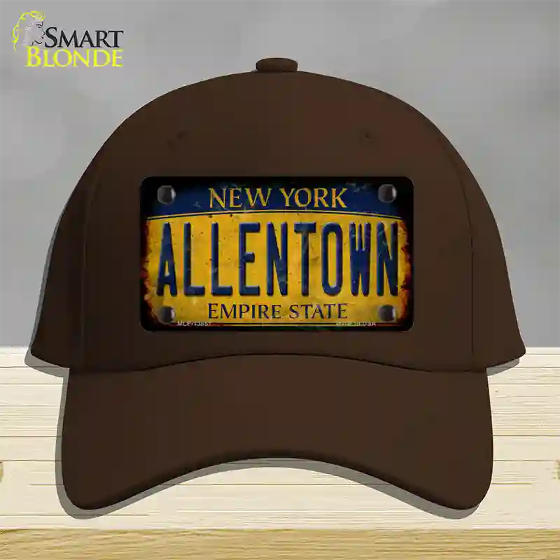 Allentown NY Yellow Rusty Novelty License Plate Hat Tag Cotton / Dark Brown