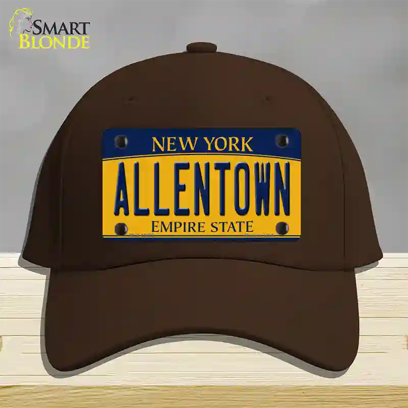 Allentown NY Yellow Novelty License Plate Hat Tag Cotton / Dark Brown