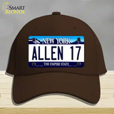 Allen 17 NY Blue Novelty License Plate Hat Tag Cotton / Dark Brown