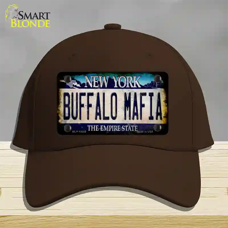 Buffalo Mafia NY Blue Rusty Novelty License Plate Hat Tag Cotton / Dark Brown