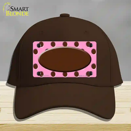 Brown Pink Polka Dot Brown Center Oval Novelty License Plate Hat Cotton / Dark Brown