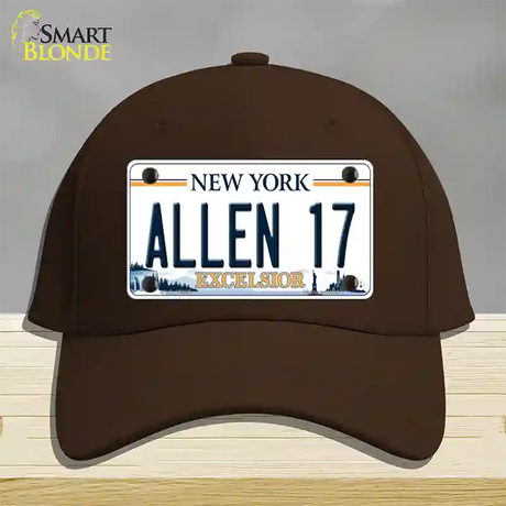 Allen 17 NY Excelsior Novelty License Plate Hat Tag Cotton / Dark Brown