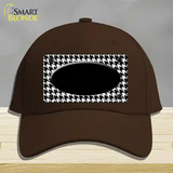 White Black Houndstooth Black Center Oval Novelty License Plate Hat Cotton / Dark Brown