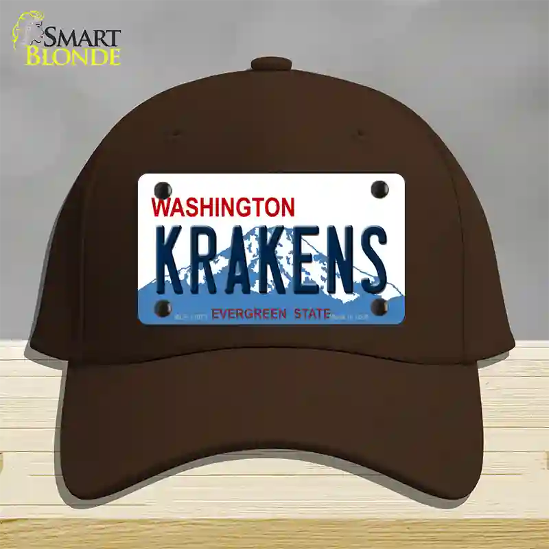 Krakens Washington Novelty License Plate Hat Tag Cotton / Dark Brown