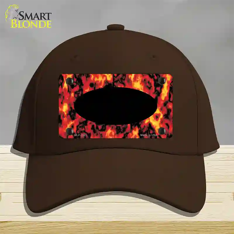 Fire Explosion With Black Center Oval Novelty License Plate Hat Cotton / Dark Brown