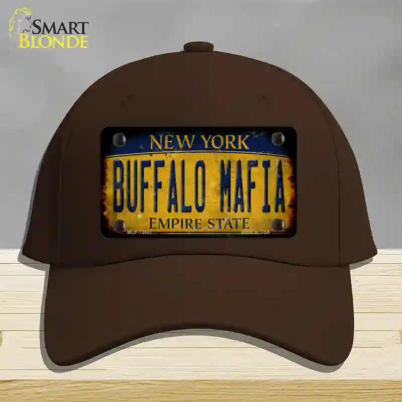 Buffalo Mafia NY Rusted Yellow Novelty License Plate Hat Tag Cotton / Dark Brown