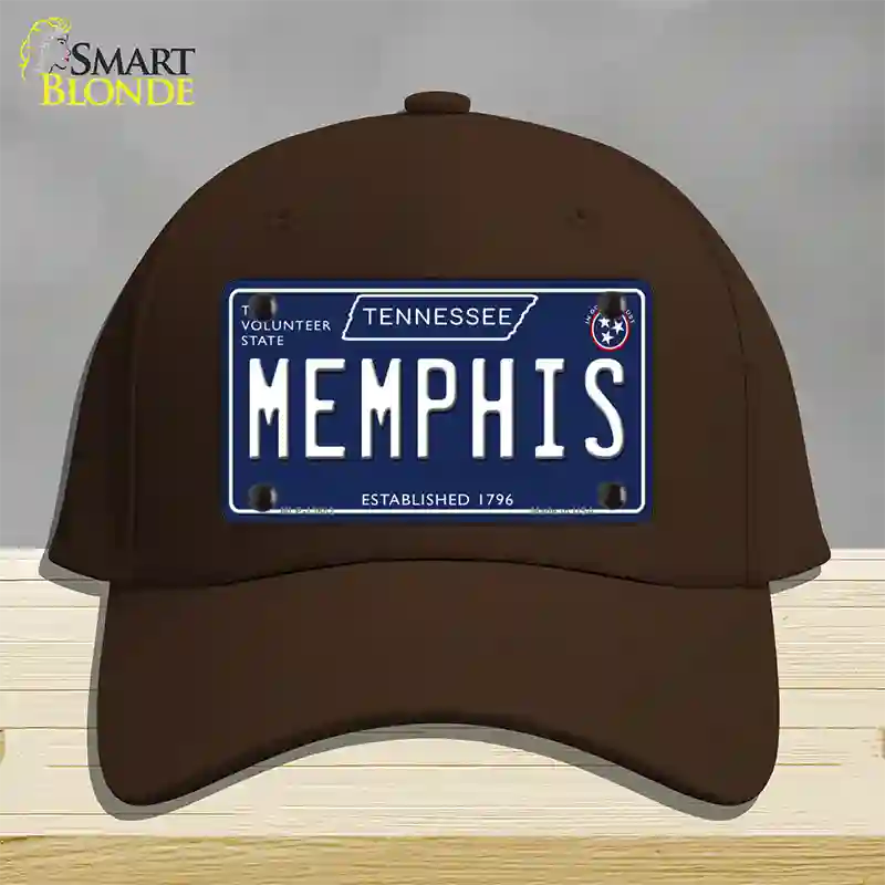 Memphis Tennessee Blue Novelty License Plate Hat Tag Cotton / Dark Brown