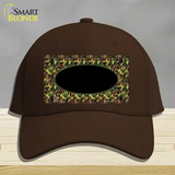 Green Camo Oval With Black Oval Center Novelty License Plate Hat Cotton / Dark Brown