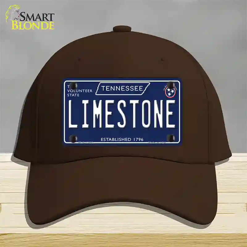 Limestone Tennessee Blue Novelty License Plate Hat Tag Cotton / Dark Brown