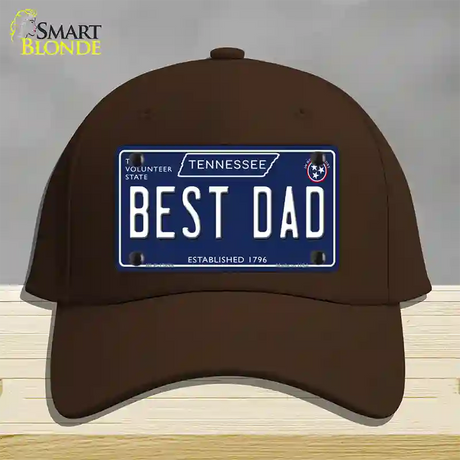 Best Dad Tennessee Blue Novelty License Plate Hat Tag Cotton / Dark Brown