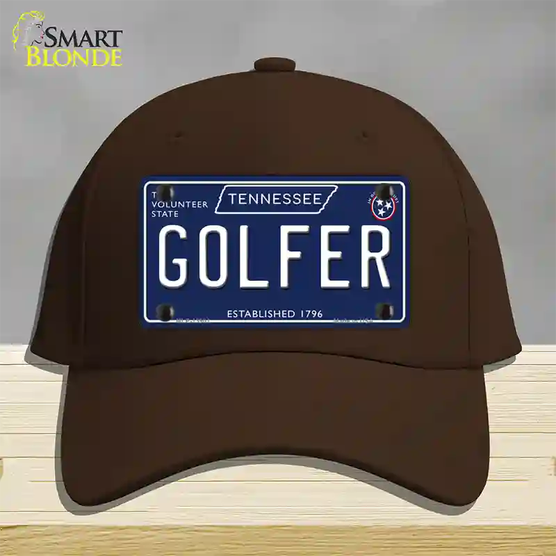 Golfer Tennessee Blue Novelty License Plate Hat Tag Cotton / Dark Brown