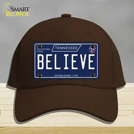 Believe Tennessee Blue Novelty License Plate Hat Tag Cotton / Dark Brown