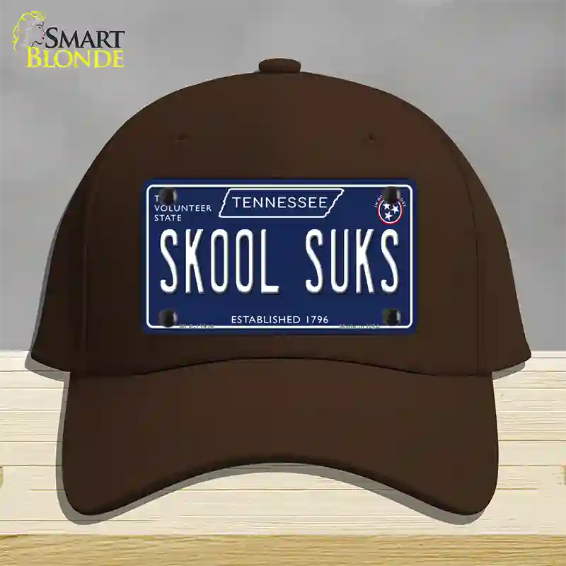 Skool Suks Tennessee Blue Novelty License Plate Hat Tag Cotton / Dark Brown