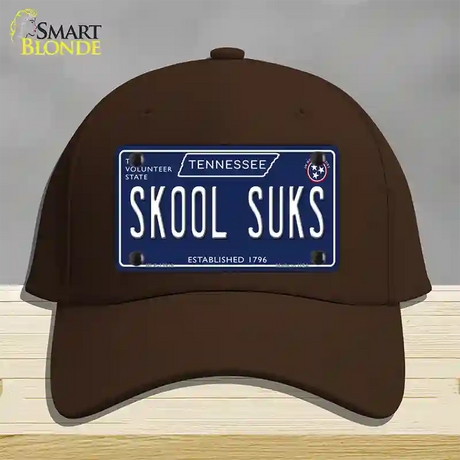 Skool Suks Tennessee Blue Novelty License Plate Hat Tag Cotton / Dark Brown