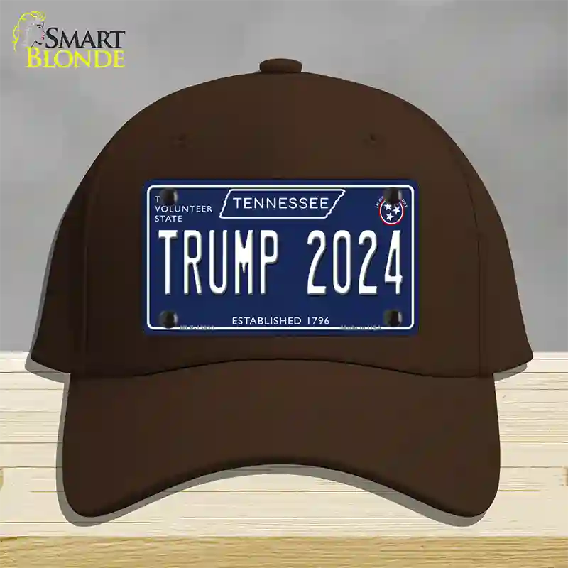 Trump 2024 Tennessee Blue Novelty License Plate Hat Tag Cotton / Dark Brown