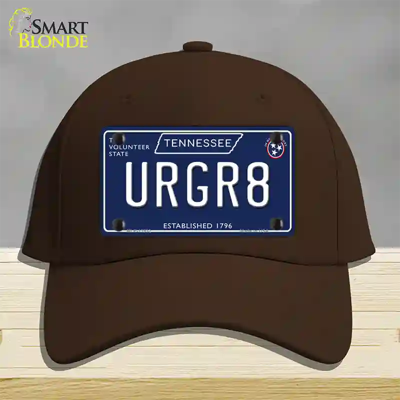 URGR8 Tennessee Blue Novelty License Plate Hat Tag Cotton / Dark Brown