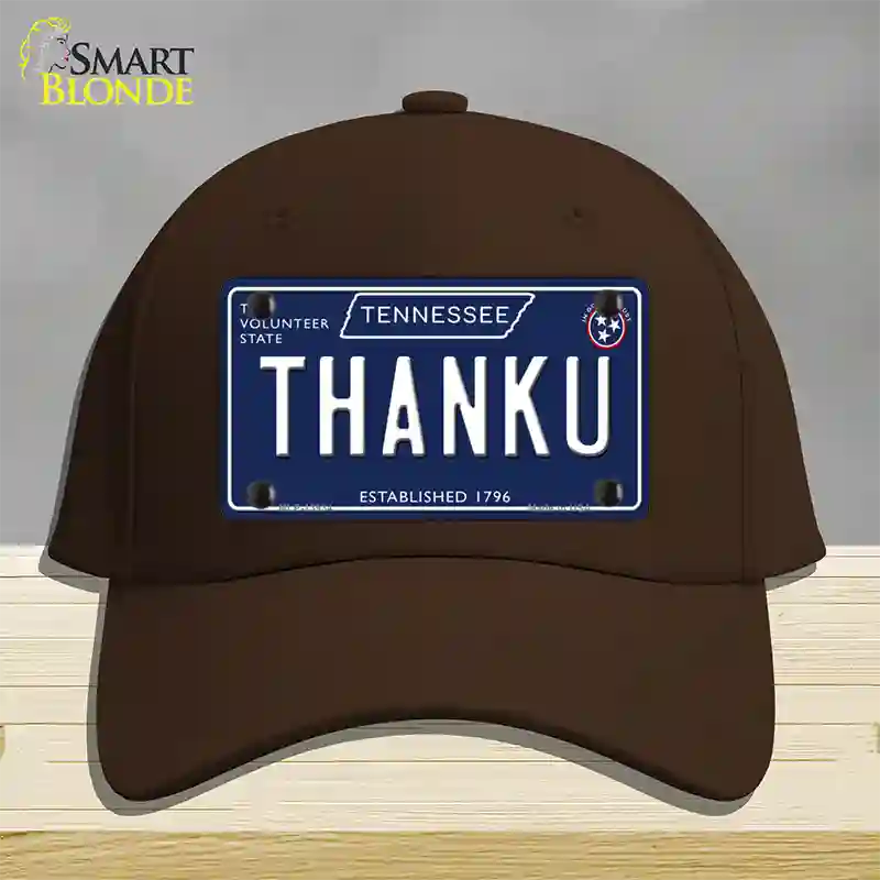 Thank U Tennessee Blue Novelty License Plate Hat Tag Cotton / Dark Brown