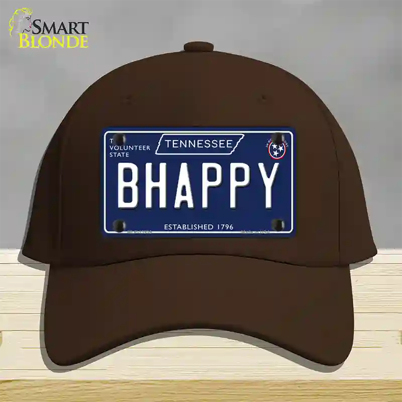 B Happy Tennessee Blue Novelty License Plate Hat Tag Cotton / Dark Brown