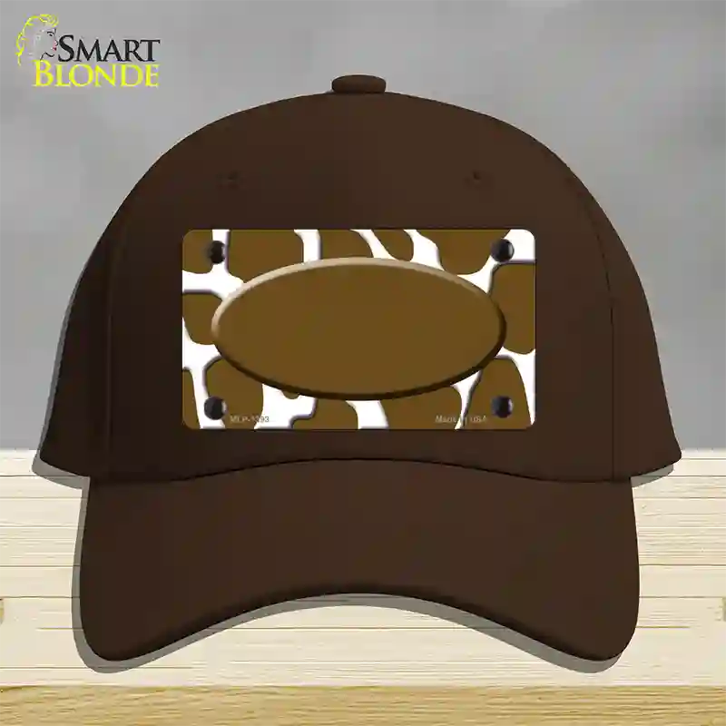 Brown White Giraffe Center Oval Novelty License Plate Hat Cotton / Dark Brown