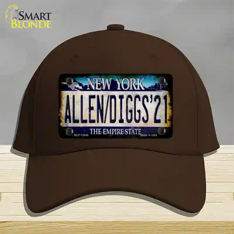 Allen Diggs 21 NY Blue Novelty License Plate Hat Tag Cotton / Dark Brown