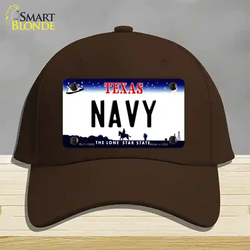 Texas Navy Novelty License Plate Hat Tag Cotton / Dark Brown