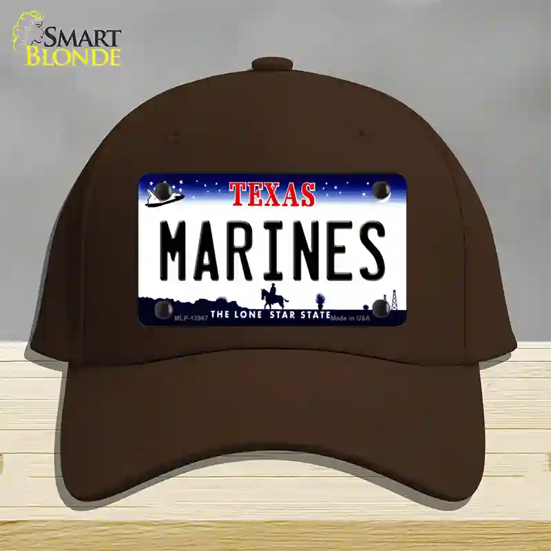 Texas Marines Novelty License Plate Hat Tag Cotton / Dark Brown