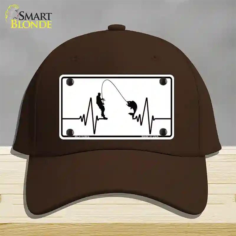 Fishing Heart Beat Novelty License Plate Hat Tag Cotton / Dark Brown