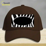 Black White Zebra Center Oval Novelty License Plate Hat Cotton / Dark Brown