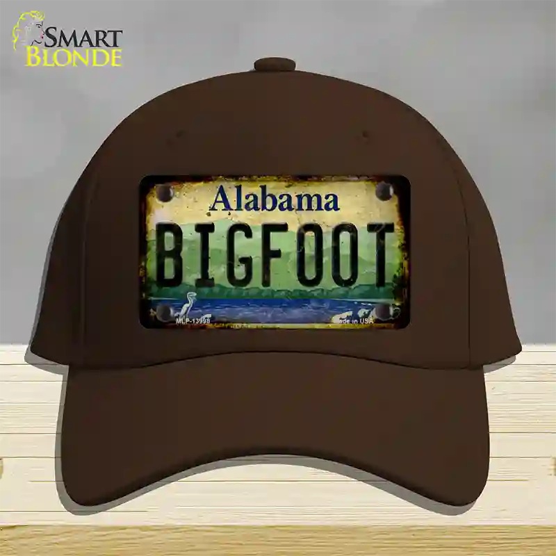 Bigfoot Alabama Novelty License Plate Hat Tag Cotton / Dark Brown