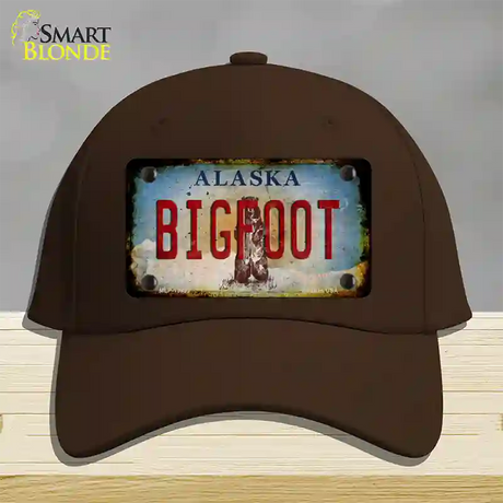 Bigfoot Alaska Novelty License Plate Hat Tag Cotton / Dark Brown