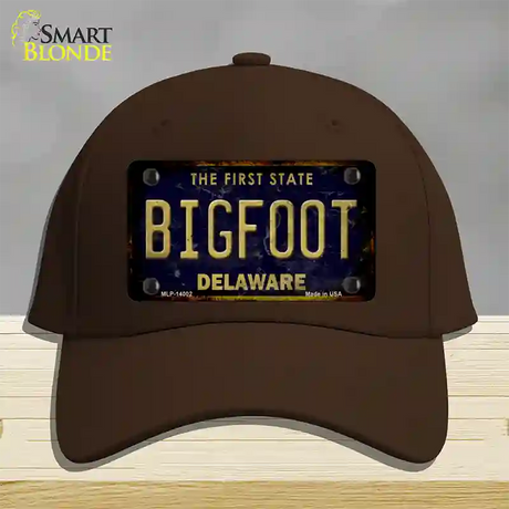 Bigfoot Delaware Novelty License Plate Hat Tag Cotton / Dark Brown