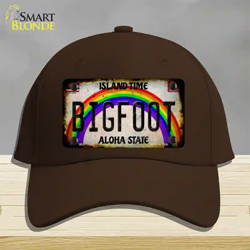 Bigfoot Hawaii Novelty License Plate Hat Tag Cotton / Dark Brown