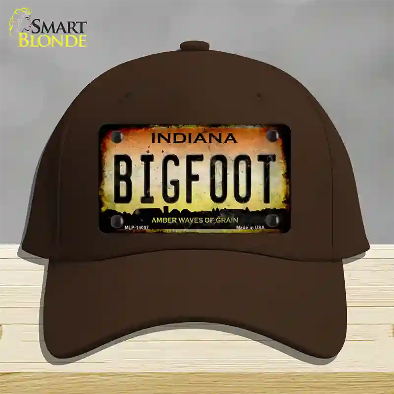 Bigfoot Indiana Novelty License Plate Hat Tag Cotton / Dark Brown