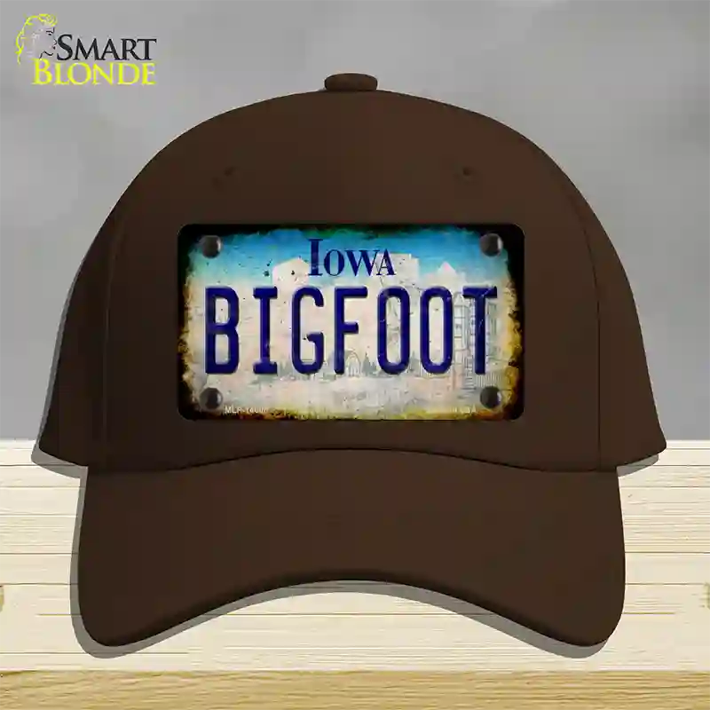 Bigfoot Iowa Novelty License Plate Hat Tag Cotton / Dark Brown